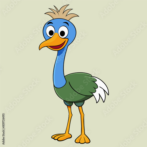 Cartoon Ostrich Illustration, Cartoon Art