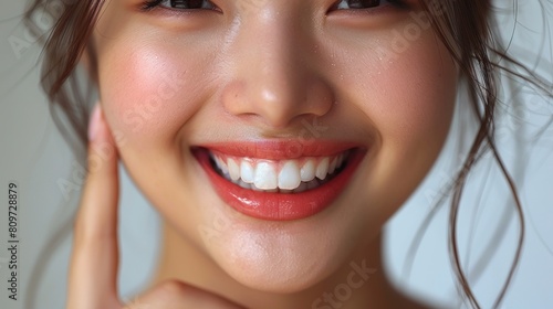 Closeup image of a beautiful smiling face of a girl for beauty industry