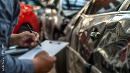 Car accident engineer taking notes © Edgar Martirosyan