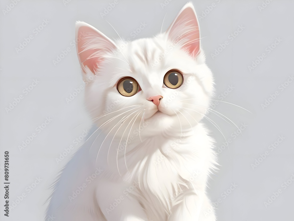 White Cat Animal Illustration Art White Cat Animal Illustration Art