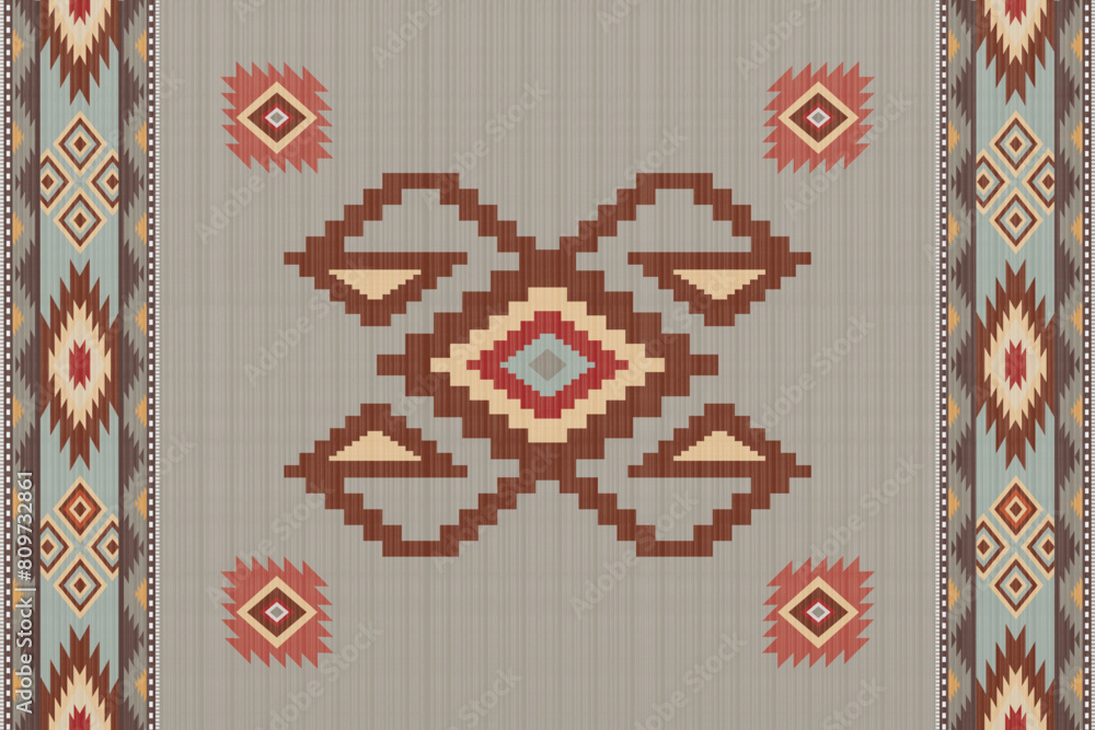 Navajo Native America South Western inspired area rugs ethnic decor style. tribal vector seamless pattern. Indian ornament Boho geometric ornament.folk.orientel. Window .blanket, rug. Woven carpet Navajo Native America South Western inspired area rugs ethnic decor style. tribal vector seamless pattern. Indian ornament Boho geometric ornament.folk.orientel. Window .blanket, rug. Woven carpet
