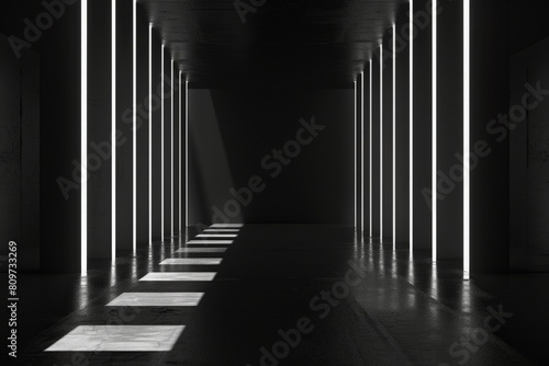 Black abstract neon background with Empty room with black walls and shadows backdrop 3d illustration empty display scene presentation © Ahmed