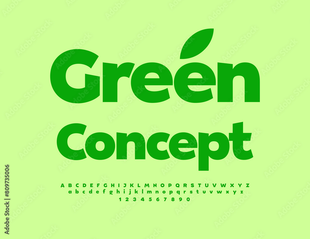 Vector eco template Green Concept. Bright Creative Font. Modern Alphabet Letters and Numbers set. Vector eco template Green Concept. Bright Creative Font. Modern Alphabet Letters and Numbers set.