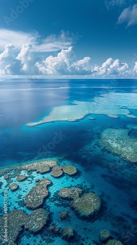 Pristine coral atolls surrounded by azure waters