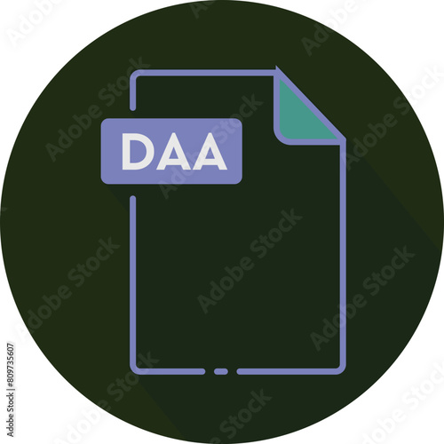 DAA File format minimal icon with circle outside