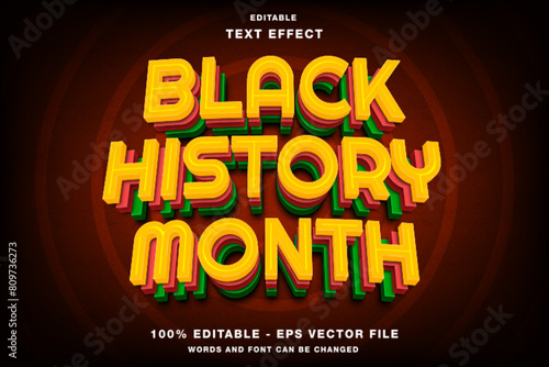 Black History Month 3d text style effect template editable