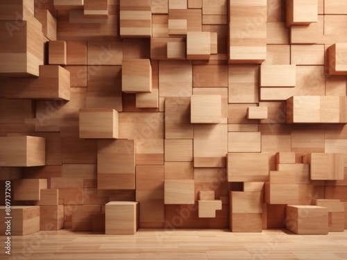3d wooden square cubes texture wall background