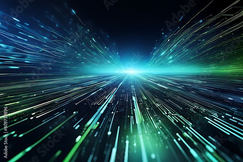 Abstract data technology background with a network grid and particles connected. Sci-fi digital technology with line