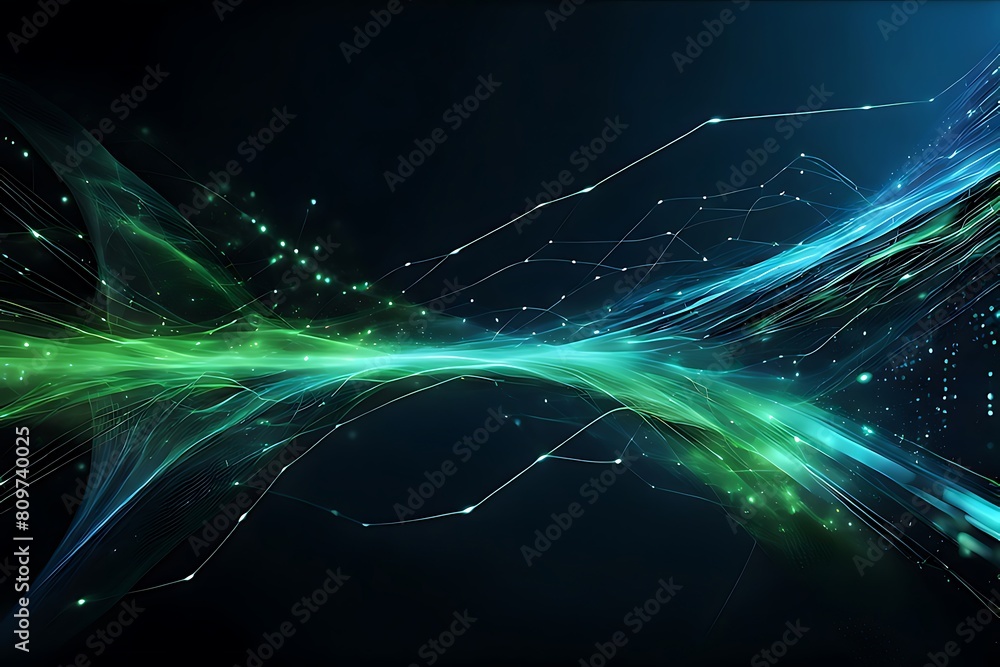 custom made wallpaper toronto digitalAbstract data technology background with a network grid and particles connected. Sci-fi digital technology with line