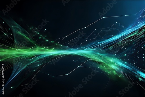 Wallpaper Mural Abstract data technology background with a network grid and particles connected. Sci-fi digital technology with line Torontodigital.ca