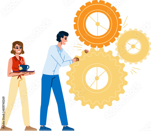 partnership stakeholder relations vector. company line, resource hip, corporate organization partnership stakeholder relations character. people flat cartoon illustration