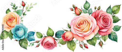 Roses flower in watercolor for invitation ornament3