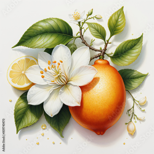 Orange on white background