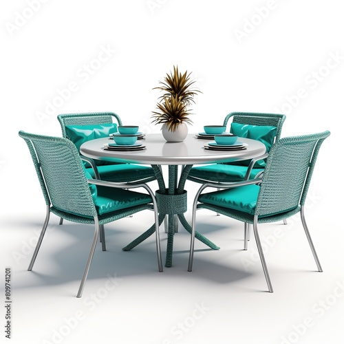 Outdoor dining set teal