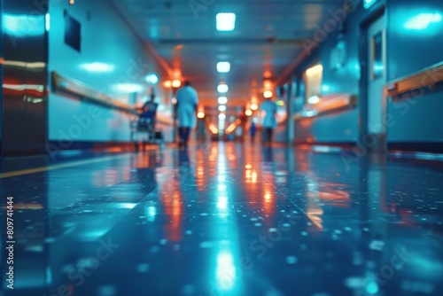 An image of a brightly lit, empty corridor with the silhouette of a person blurred in the distance
