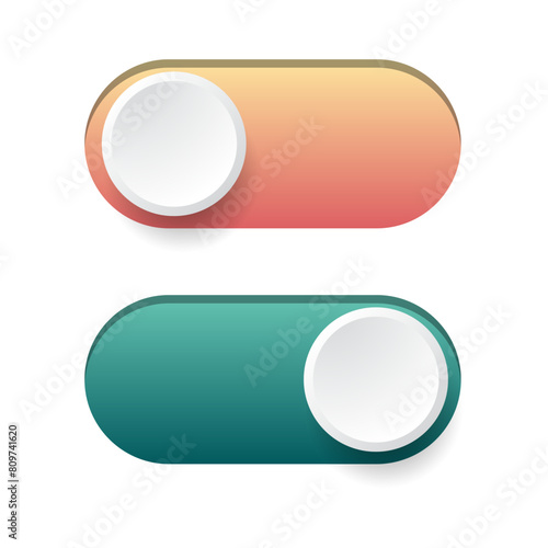 On and Off toggle switch buttons template for UI design. 