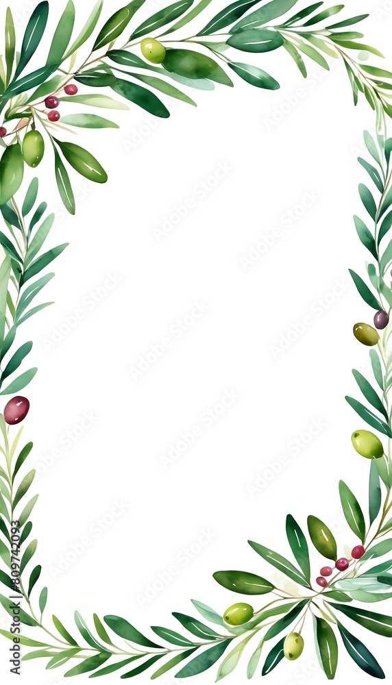 Olive leaves frame border blank invitation1