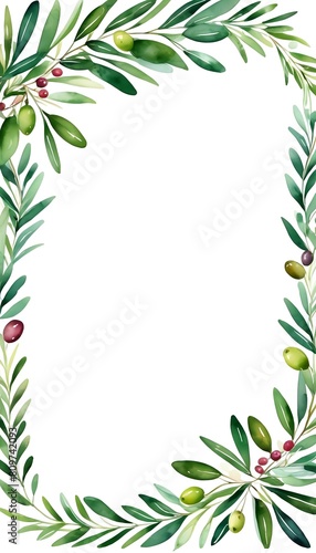 Olive leaves frame border blank invitation1