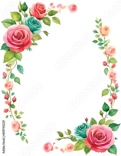 Roses flower frame border blank invitation1