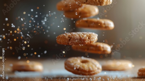 Balanced arrangement of spinning cookies in a balanced pattern