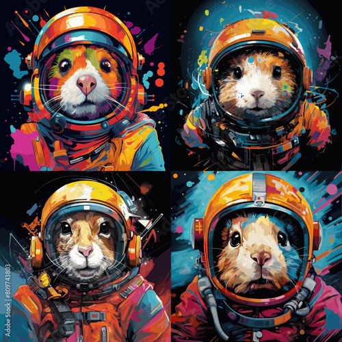 design of a cute mouse dressed in space