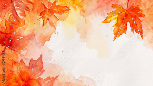 Maple Leaves Watercolor Background.reds  oranges  and yellows blend seamless artwork.elegant and versatile background.