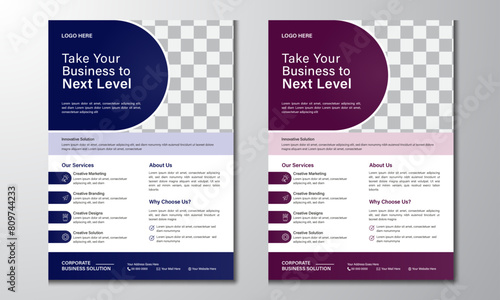 Business Flyer Corporate Flyer Template Geometric shape Flyer Circle Abstract Blue And Red Colorful concepts. #F2