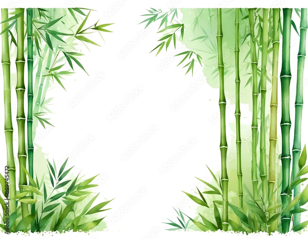 Naklejka premium Bamboo frame border blank invitation1