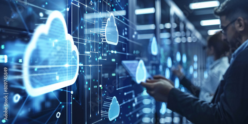 Cloud computing technology concept on virtual screen. Business and technology concept.