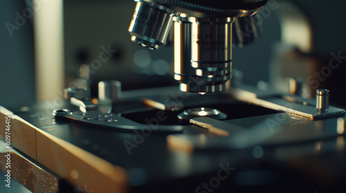 Wallpaper Mural A close-up of a microscope's intricate details against a dark background. Torontodigital.ca