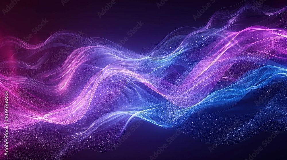 3D abstract background with glowing particles, wave lines and bokeh lights 3D abstract background with glowing particles, wave lines and bokeh lights
