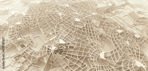 Beige and light grey create a detailed fictional city map with a lattice of fine lines.