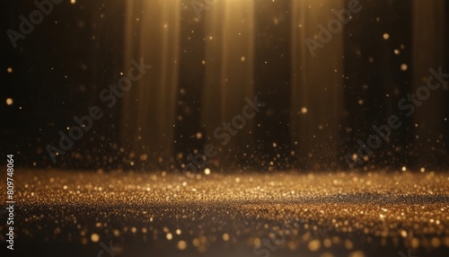 background of abstract glitter lights gold and black de focused. banner