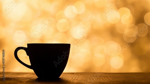Contrast and allure a coffee cup silhouette against a radiant background
