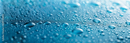 water droplets on a blue background, water texture surface, water drop texture on blue background