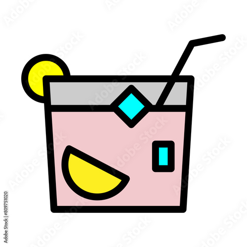 Cocktail Line Filled Icon Design