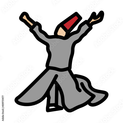 sufi whirling dervish Line Filled Icon Design