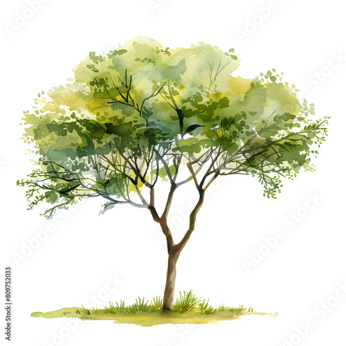 Trees front view, PNG, watercolor style vector tree, wonderboom tree, architectural element, PNG bundle, vector clipart, transparent background photo