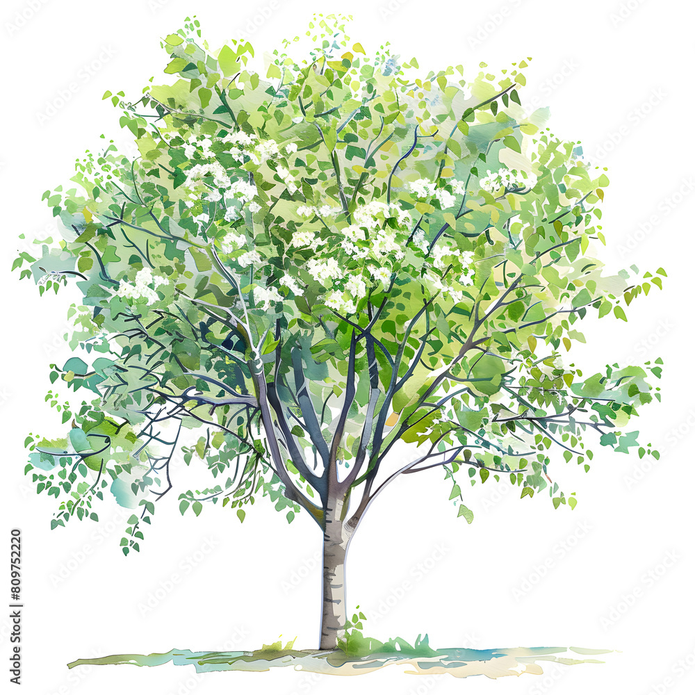 Fototapeta premium Trees front view, PNG, watercolor style vector tree, wonderboom tree, architectural element, PNG bundle, vector clipart, transparent background