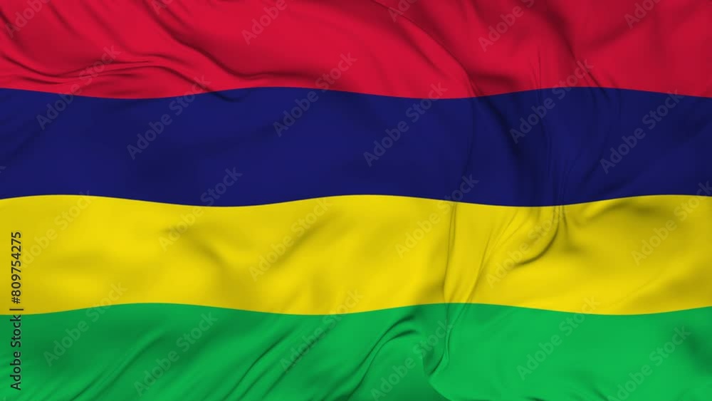 Title: A beautiful view of Mauritius flag animation seamless loop. 4K video Title: A beautiful view of Mauritius flag animation seamless loop. 4K video