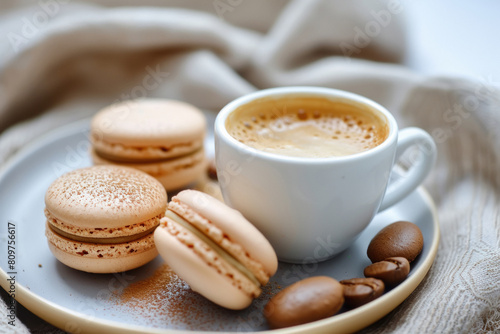 A cup of coffee and some Macaroons