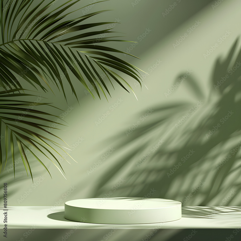 Minimal cosmetic light Chartreuse green background and premium podium display for product presentation branding and packaging presentation. studio stage with shadow of leaf background. Minimal cosmetic light Chartreuse green background and premium podium display for product presentation branding and packaging presentation. studio stage with shadow of leaf background.