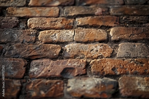 A detailed close up of the textured brickwork on a historic building