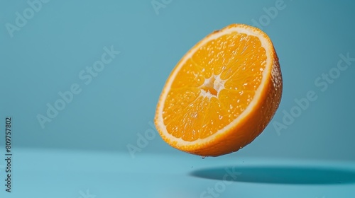 Minimalist shot of a spinning slice of orange