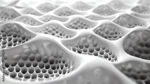 seamless, hexagonal, organic, white, alien-like, bumpy texture with a slight eggshell gloss.