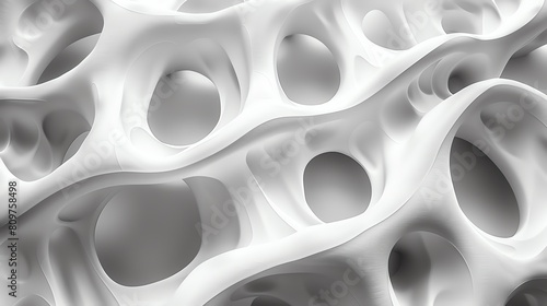 an abstract organic 3D structure with smooth edges and a white eggshell-like surface. The structure should resemble organic bone or coral-like structures. Render in soft lighting.