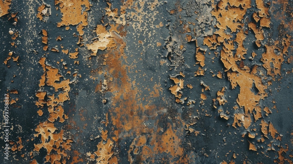 The image is of a wall with a lot of peeling paint and rust The image is of a wall with a lot of peeling paint and rust