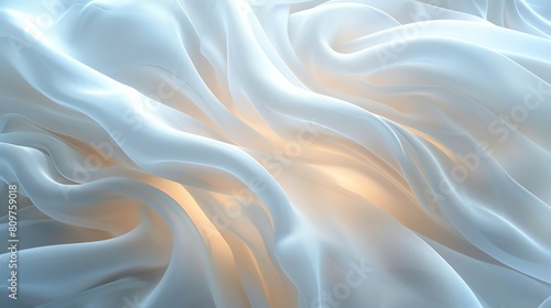 a seamless  high-resolution texture of a soft  flowing  white silk fabric. The fabric should be lit from below with a warm light  and the folds should be smooth and elegant.