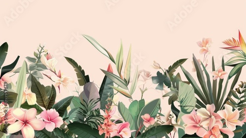 ilustración flores. fondo simple. colores pastel photo