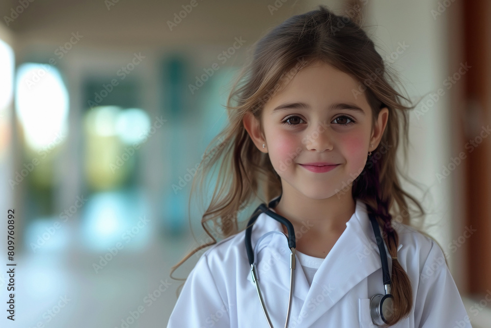 a cute little girl in a doctor's outfit. a cute little girl in a doctor's outfit.